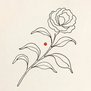 椿の一筆線画